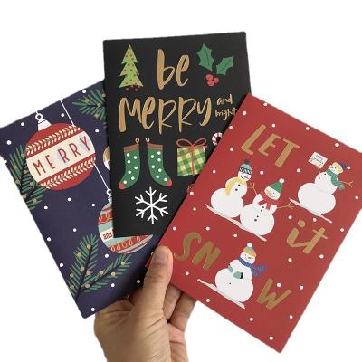 China Luxury New Nordic Style Christmas Card Creative Bronzing Christmas  Half Fold Card Cartoon Cute Message Card for sale