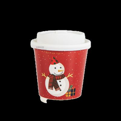 China Recyclable New Year's Christmas thickened paper cup disposable with lid milk tea coffee hot drink take-away cup household commercial for sale