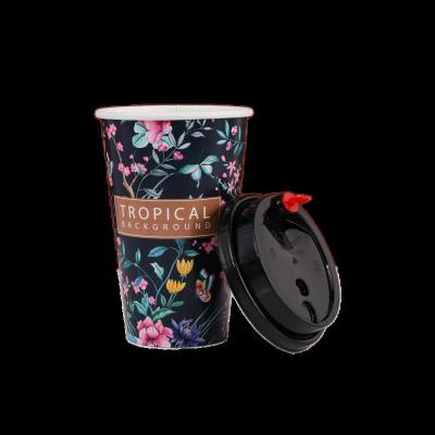 China Recyclable 16oz Custom Printed Disposable Single Wall 10oz Hot Beverage Eco Friendly Black Paper Coffee Cups for sale