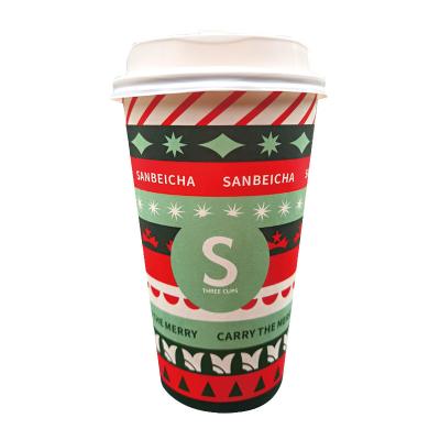 China Recyclable 2022 Customized Christmas Paper Cups Environmentally Friendly Material Take Away Cups For Festival for sale