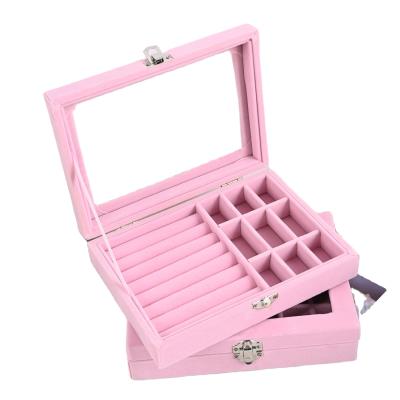 China Exquisite Pink Pilou High-Grade Storage Box Earring Watch Jewelry Household Jewelry Storage Box for sale