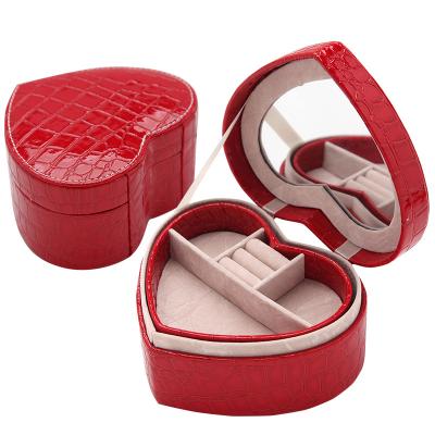 China PU Waterproof Heart-shaped Jewelry Wedding Crocodile Leather Jewelry Packaging Creative Jewelry Box for sale