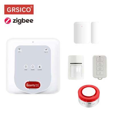 China Tuya Zigbee GSM WIFI Alarm Kit with Siren & Door & SOS & PIR Detector for Smart Home Automation 138*137*21.8mm for sale