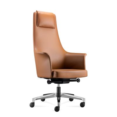 China Modern High Back Leather Office Chair , brown leather executive office chair 360 degree for sale