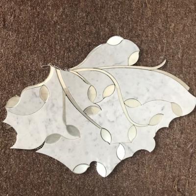 China Hot Selling Picture of Water Jet Flower Marble Stone Mosaic Slab Flooring for Kitchen, Moroccan Crystal Glass for sale