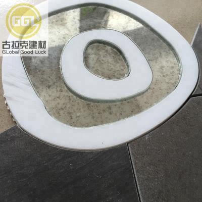 China Unique Antique Mirror Mosaic Mix Gray Marble Parquet Circle Waterjet Slab for sale