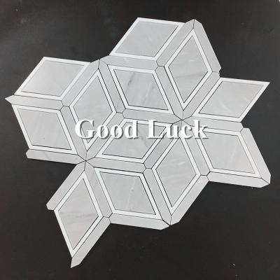 China Parquet Rhombus Mosaic Slab Shape Gray Marble Square Mosaic Slab For Wall for sale