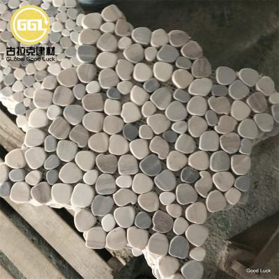 China Hot Sale Gray Tumbled Irregular Parquet Slab Marble Mosaic for sale