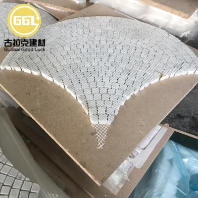 China White Marble Parquet Handcut Carrara Fans Shape Puzzle Mosaic Tile for sale