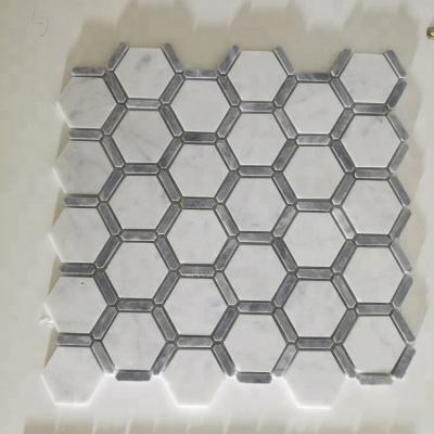 China Professional Premium White Marble Stone Parquet Square Wall Hexagon Mosaic Slabs for sale