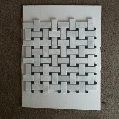 China Hot Selling Black White Marble Mosaic Flooring Basket Weave Mosaic Slabs Decorative Stone With High Quality for sale