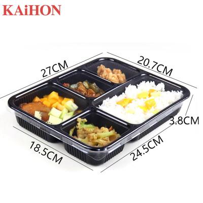 China Recyclable Custom Size Food Disposable Meal Prep Boxes 3 Compartment Lunch Containers Bento Box With Lid Food Storage for sale