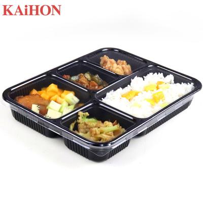 China Recyclable Custom Disposable Blister Plastic Catering Container 4/5 Compartment Fruit Food Size Lunch Container Plastic Storage Box for sale