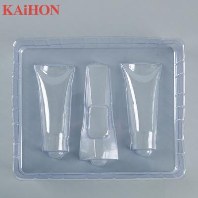 China Recyclable Wholesale Plastic PET / PVC /PS Material Trays Clear Blister Plastic Tray For Skin Care Cosmetics Set for sale