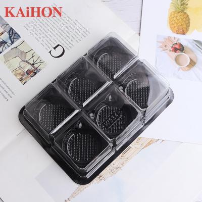 China Wholesale Recyclable Disposable Plastic Packaging Blister Box 4 Compartment Clear Clamshell Food Container Pastry Box for sale