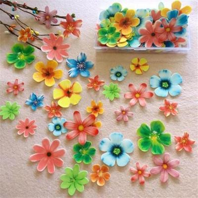 China Wholesale 100pcs Butterfly Flowers Disposable Edible Edible Rice Paper Cake Squishy Cake Toppers Cake Topper Paper Bakingcandy for sale