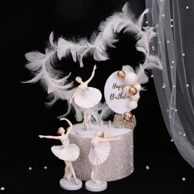 China Wholesale 3pcs Ballet Wedding Birthday Cake Toppers Disposable Eco-Friendly Personalized Personalized Family Bride and Groom With Two Kids Boys Girls Custom Cakes for sale