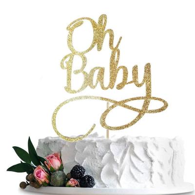 China Wholesale Premium Supplies Eco-friendly Disposable Gold Baby Birthday Party Cake Decoration, Silver Baby Shower Cake Topper for sale