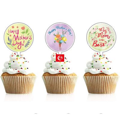 China Wholesale Mother's Day New Best Dad Eco-Friendly Disposable Mom's Happy Father's Day Cupcake Topper Gold Acrylic Cake Topper for Party Cake Decorations for sale