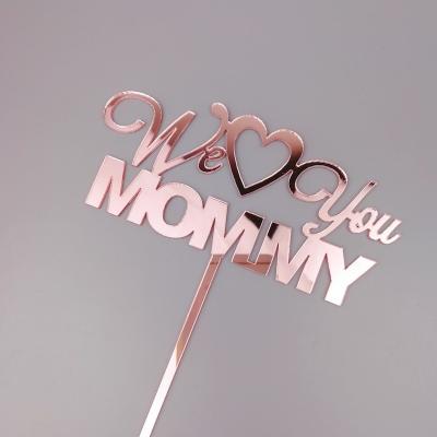 China Daybest Mom Cake Topper Eco-Friendly New Disposable Wholesale Best Mom Cake Topper Pink Gold We Love You Mom Cake Topper For Mother Acrylic Cake Topper for sale