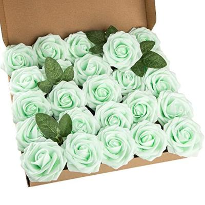 China Wholesale 25pcs Disposable Eco-friendly Artificial Flower Foam Rose Flower Heads Blush Real Touch Stem Roses For DIY Weddinglarge Foam Flower Head for sale