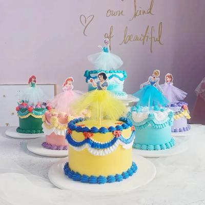 China Wholesale Eco-Friendly Disposable Cartoon Cake Veil Princess For Girls Favor Toppers Birthday Cakes Party Decoration Cake Topper Character for sale