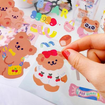 China Milkjoy Disposable Eco-Friendly Disposable Bear Wholesale Diy Glue Girl Central Institute of Statistics Cute Girl PVC Sticker Cell Phone Case Korean Stickers for sale