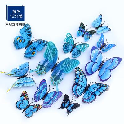 China 12PCS NewArrival CheapPrice Disposable Eco-friendly Wholesale Customized Double Layer 3d Simulation Butterfly Wall Decor Three Dimensional Paper for sale