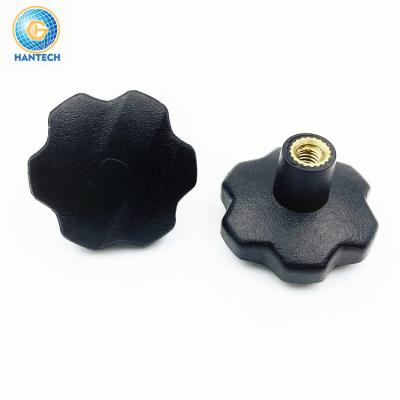 China Traditional Fixing Hex Shaped Hand Knob Handles Locknuts Thread Black Thumb Knob Suppliers for sale