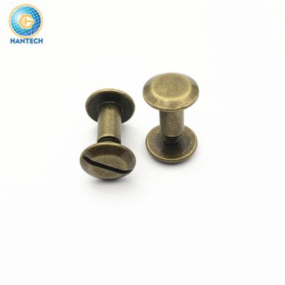 China Solid Brass Pan Flat Head Chicago Screws Chicago Screws For Leather Belt Men Women Screws Manufacturer for sale