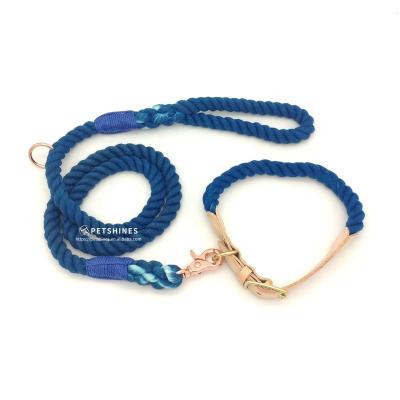 China OEM Cotton Rope Collar Braided Rope Dog Leash Detached Set Rope Dog Leash and Collar for sale