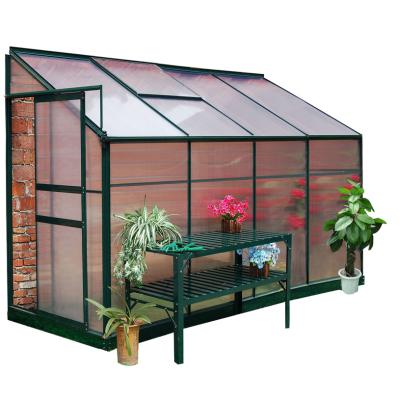 China 4*6ft easily assembled close to a wall with single sliding door greenhouse for sale