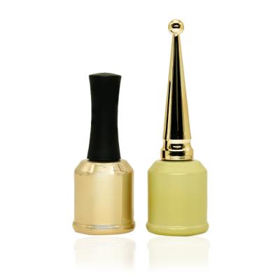 China Custom Shiny Logo Shape Empty Glass Uv Cosmetic Gold Gel Nail Polish Bottle With Brush for sale