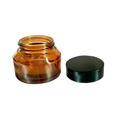 China High demand 5ml glass jar 50g black lid cosmetic container cosmetic amber jar skin care cream for sale