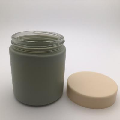 China Custom Paint Cosmetic Matte Green Ceramic Glass Jar 15ml 20ml 30ml 50ml 150ml 200ml for sale