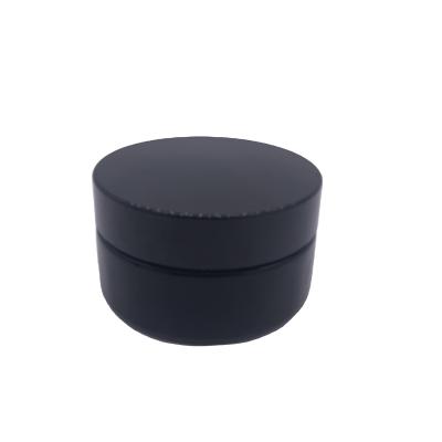 China Luxury Empty Custom Cosmetic Matte Black Glass Cosmetic Jar 15g 30g 50g Personal Care Packaging With Cap For Skin Care for sale