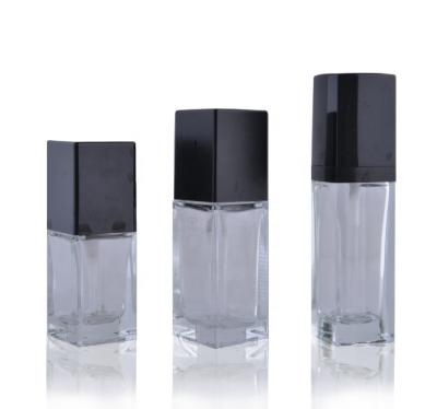 China Personal Care Custom Make Up Square Bottle Cosmetic Foundation Liquid Glass Bottle for sale