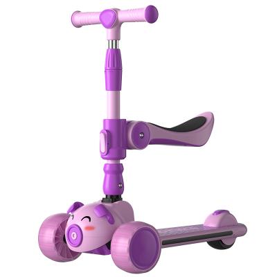 China Plastic Scooter Height Adjustable Kids Scooter 3 Wheels PU Wheels Extra Wide Platform Foot Scooter With Music Best Gifts For Kids for sale