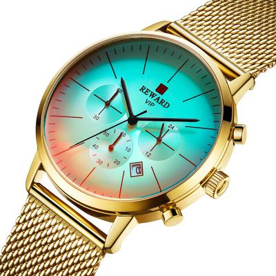 China Fashion Brand Luxury Men's Reward Chronograph Watch Wholesale Price Alloy Steel Quartz Watches Black Blue Black Orologi for sale