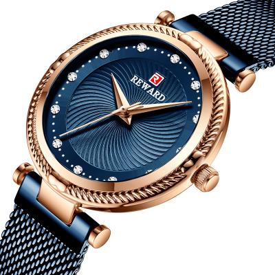 China REWARD Waterproof Women Watches Casual Luxury Design Mesh Band Soft Steel Wristwatches Quartz Watch For Lady Reloj de mujer for sale