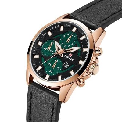 China Custom Chronograph Chronograph REWARD Brand Sports Men's Watch Leather Strap Japanese Quartz Movement Luminous Chronograph Wristwatch for sale