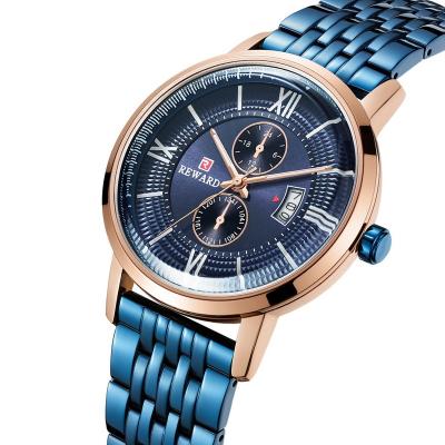 China Wholesale Luxury Custom Chronograph Water Resistant Watches Men's Wrist Chronograph Stainless Steel Alloy Strap Men's Watch Low Moq for sale