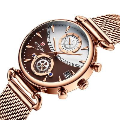 China Luxury Couples Ladies Mesh Quartz Women Wristwatch Chronograph Sports Ladies Watch Waterproof Fashion Double Time Zone Chronograph Award for sale