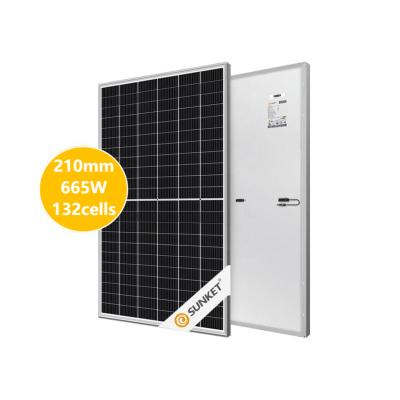 China mono crystalline solar panel 665W 670W solar power half-cell solar panel 210mmx210mm for sale