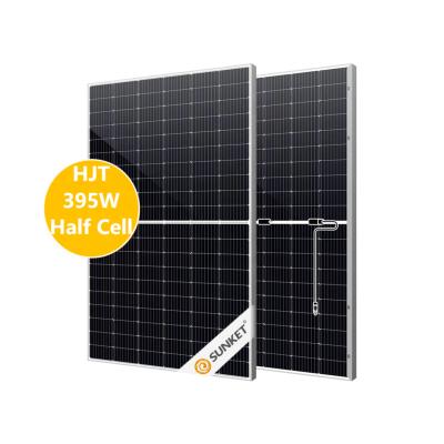 China HJT 395 watt solar power system price solar panel with mono solar panel 360w solar cell black cover main box waterproof glass frame for sale