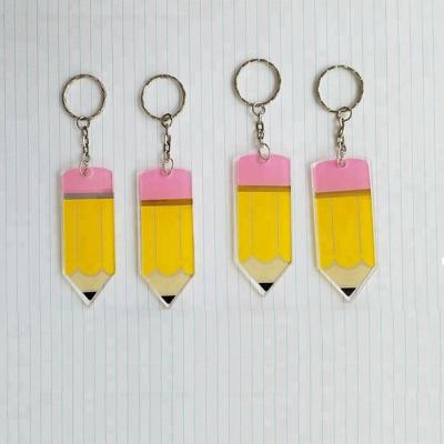 China Promotional Gifts Wholesale Personalized Teacher Clear Gift Graduation Promotional Gift Plastic Acrylic Pencil Key Chain for sale