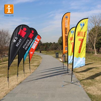 China CUSTOM Advertising Sign Flying Feather Flag Teardrop Flag With Flagpole Kit And Ground Stake for sale