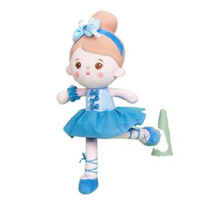 China Custom Soft Plush Baby Toddler First & Cuddle Buddy Doll Blue Ballerina Sleeping Doll Plush Rag Doll Toy For Kids for sale