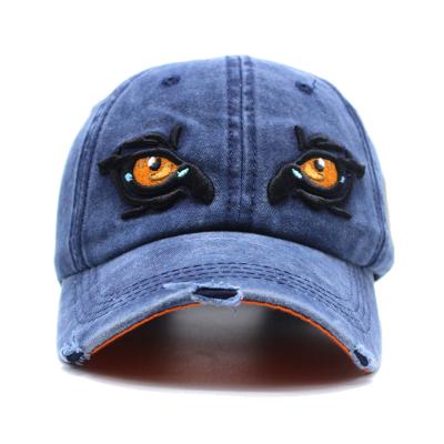 China Custom Logo High Quality Distressed Baseball Embroidery Cotton Twill Wholesale Unstructured Hats Custom Hat for sale