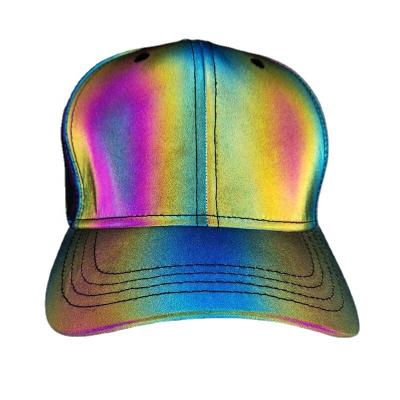 China NEW COMMON Trends Hat High Quality Colorful Logo Colorful Rainbow Cap Reflective Custom Working Baseball Caps for sale